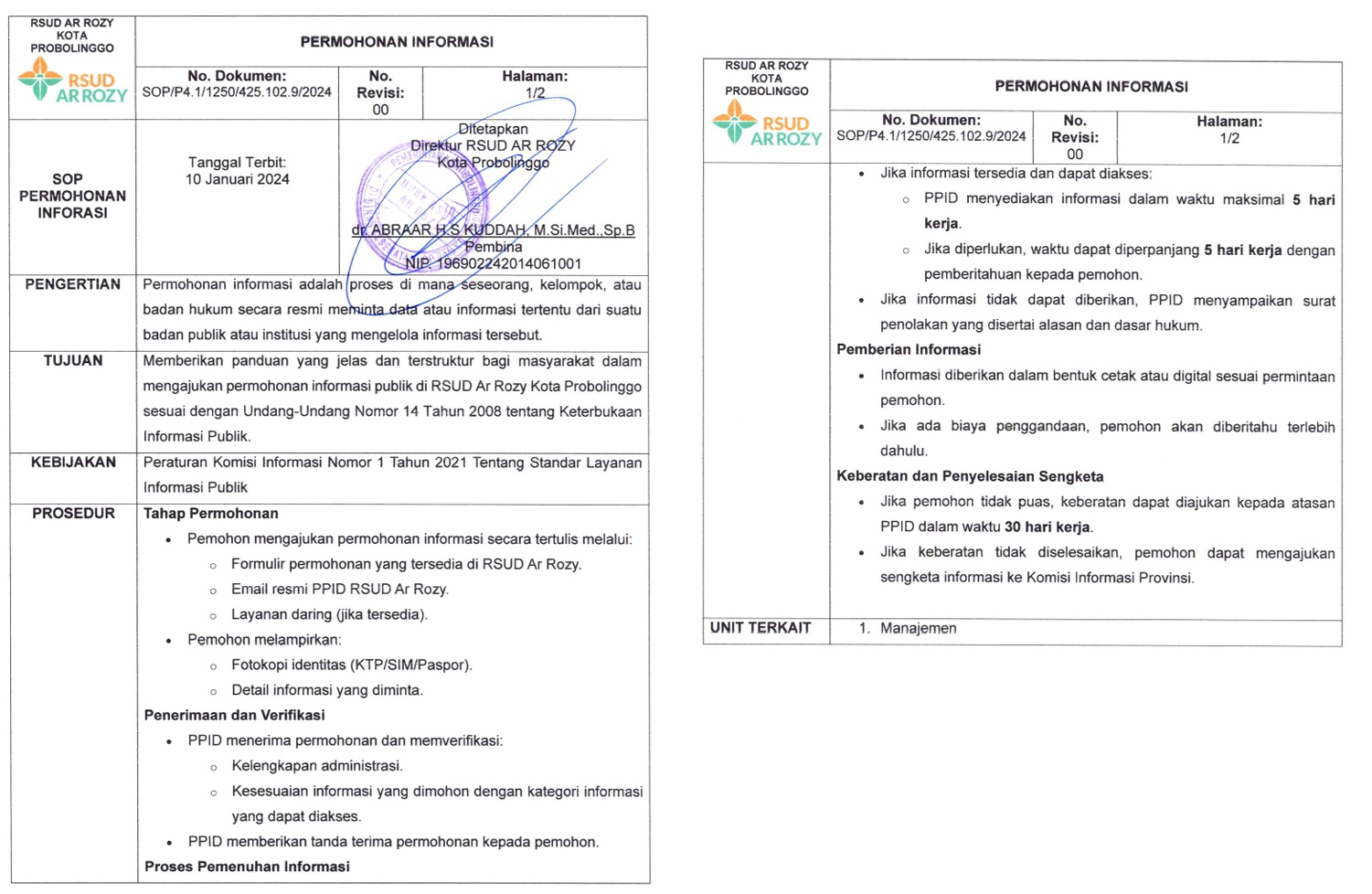 SOP 1 PPID RSUD Ar Rozy
