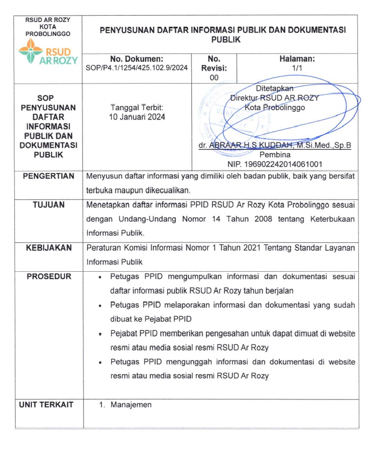 SOP Penyusunan DIP PPID RSUD Ar Rozy